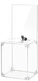 KYODOLED Large Tall Acrylic Donation Box with Slot and Lock, Clear Ballot Box with 6"x8" Sign Holder Storage Container for Voting, Raffle,Tip Jar, 6.7"x5.23"x8"