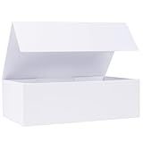 LFBOX White Christmas Gift Box with Magnetic Lids 13.8x8.3x4.4 in, Large Bridesmaid Groomsman Proposal Boxes, Rectangle Storage Box 1 Pack