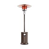 VEVOR 50000BTU Propane Patio Heater for Outdoor Use, Tall Hammered With Round Table Design, Metal Burner and Wheels, Fixed Flame Heater for Party, Backyard, Garden, Bronze