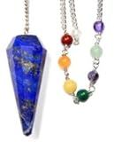 Enchanted Jewelry Lapis Faceted Chakra Pendulum with Satin Bag and Instruction Leaflet for Divination/Dowsing Tool