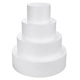 4 Tiers Foam Cake Dummies 4" 6" 8" 10", White Dummy Cakes Styrofoam Sets, 12 Inch Tall Fake Cake, Dummy Cake for Wedding Cake Supplies Decorating Birthday Wedding Display