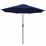 JEAREY 9FT Outdoor Patio Umbrella,Market Table Umbrella with 8 Fiberglass Ribs, Pool Umbrella with Tilt and Crank, UV Protection Lightweight & Wind-Resistant for Lawn, Garden, Deck and Backyard, Navy