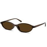 phikttu Sunglasses Womens Retro Oval Sunglasses for Women - Cat Eye 90s Glasses Y2K UV400 Lightweight Narrow Shades