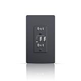 USB Wall Outlet, 15Amp Black Tamper-Resistant Receptacle, 6.0A TR Outlet Plug with USB Type A & C Ports, Duplex Screwless Wall Plate Included, UL & FCC Listed