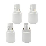 E-Simpo 4pcs Gx23 to E26/E27 Lamp Base Holder Socket Adapter, Refinded Gx23 to E26/e27 Bulb Base Converter CFL PL-S PL-C Bulb Holder Conversion Double Tab.2P in Parallel (4-Pack)