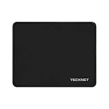 TECKNET Mouse Pad with Anti-fray Stitching, Waterproof Surface & Non-Slip Rubber Base with Stitched Edges Gaming Mouse Mat for Laptop，Compatible with Laser and Optical Mice - Black