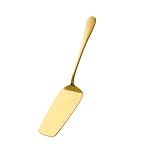 Zeehaor 1Pcs Stainless Steel Lasagna Server,Stainless Steel Solid Turner,Stainless Steel Cake Pizza Shovels Kitchen Server (gold)