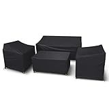 STARTWO Outdoor Furniture Cover Waterproof, 4 Piece Patio Furniture Set Cover for Outside Couch, Lawn Chairs, Coffee Table, Windproof with Buckle Strap, Black