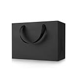MOXARYSU Medium Large Black Gift Bags: 12.6x4x8.7 Inch 5pcs Black Paper Bags Bulk For Party Shopping Birthday Wedding (ML,5)
