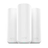 NETGEAR Orbi 370 Series Dual-Band WiFi 7 Mesh Network System for Home (RBE373) – Wireless Router + 2 Extenders, Security Features, 5 Gbps, Covers 6,000 sq.ft., 70 Devices, 2.5GB Internet Port, BE5000