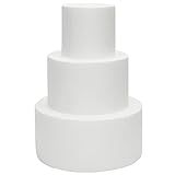 Bright Creations Fake Cake Dummy Set - 10.8 in Tall, 3-Tier Round White Foam - for Fake Birthday Cake & Artificial Wedding Displays - Foam Cylinders for Crafts