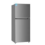 Upstreman 11.6 Cu.Ft. Double Door Refrigerator in Stainless Steel with Large Capacity Top Freezer, Frost Free, Adjustable Thermostat Control, Apartment Refrigerator with Freezer, ENERGY STAR