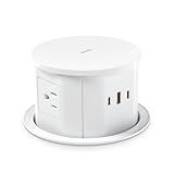 Pop Up Outlet – 4 AC Outlets,3 USB Ports,20W Fast Charging,4.75" Hole Cut Out,Space Saving Hidden Countertop Design for Home & Office,6ft Cord