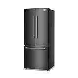 BLACK+DECKER 16 Cu. Ft. French Door Refrigerator with Built-in Ice Maker, Full Size Refrigerator with Bottom Mount Freezer Drawer, Frost Free, ENERGY STAR certified, BRF1600GIMB, Black