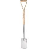 Berry&Bird Garden Digging Spade, 41" Stainless Steel Square Border Spade, Heavy Duty European Shovel with D-Grip Handle, Traditional English Style Flat Shovel for Digging, Yard Work, Transplanting