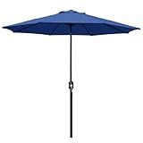 Blissun 9' Outdoor Patio Umbrella, Outdoor Table Umbrella, Yard Umbrella, Market Umbrella with 8 Sturdy Ribs, Push Button Tilt and Crank (Navy Blue)