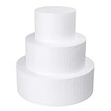 3 Tiers Foam Cake Dummies 4" 6" 8", White Dummy Cakes Styrofoam Sets, 9 Inch Tall Fake Cake, Dummy Cake for Wedding Cake Supplies Decorating Birthday Wedding Display