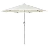 Blissun 9' Outdoor Patio Umbrella, Outdoor Table Umbrella, Yard Umbrella, Market Umbrella with 8 Sturdy Ribs, Push Button Tilt and Crank (Creamy White)