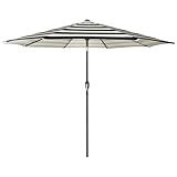 Blissun 9FT Patio Umbrella, Outdoor Table Umbrella, Yard Umbrella, Market Umbrella with 8 Sturdy Ribs, Push Button Tilt and Crank, Black & Ivory
