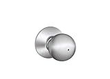Schlage F40 CSV ORB 626 Commercial Series Orbit Door Knob, Bed & Bath Privacy Lock, Satin Chrome