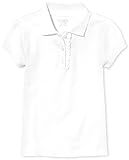 The Children's Place girls Short Sleeve Ruffle Pique School Uniform Polo Shirt, White, Medium US