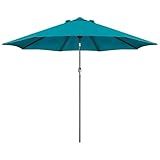 Blissun 9' Outdoor Patio Umbrella, Outdoor Table Umbrella, Yard Umbrella, Market Umbrella with 8 Sturdy Ribs, Push Button Tilt and Crank (Cerulean)