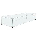 Glass Wind Guard for Rectangular Fire Pit Table 36 x 16 x 7.5 Inch, 0.31 inch Thick and Sturdy Tempered Glass Panel with Hard Aluminum Corner Bracket & Rubber Feet, Easy to Assemble