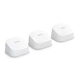 Amazon eero 6 mesh wifi system with 1-month free eero Plus (auto-renews) - Supports internet plans up to 500 Mbps, Coverage up to 4,500 sq. ft., 3-pack (1 router + 2 extenders)
