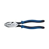 Klein Tools J2000-9NE Side Cutter Linemans Pliers, Made in USA, High Leverage 9-Inch Pliers Cut ACSR, Screws, Nails, Wire
