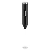 Bonsenkitchen Powerful Milk Frother for Coffee, Fast Handheld Drink Mixer with Stainless Steel Whisk, Battery Operated Hand Frother Stirrer Wand-Black