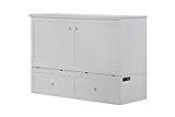 Mega Solutions Murphybedz Tuscany Murphy Cabinet Chest Bed with Charging Station 6 Inch (White, Queen)