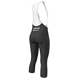 Lo.gas Cycling Bib Shorts Women Padded Bike Pants 3/4 Biking Trousers Pockets Black