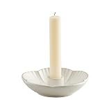 BEUNAIZER Ceramic Candle Holder, Candlestick Holder for Candles,Incense, Santo Palo, Rustic Vintage Home Decor for Halloween Christmas Weddings, Dining Room Table & Living Room Display (White)