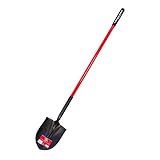 Bully Tools Round Point Heavy Duty Shovel - 14-Gauge Fiberglass Long Handle, Strong Metal Construction, Ideal for Gardening, Digging and Landscaping, Square and Flat Head Design - 100% Made in the USA