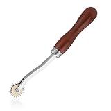 LUNARM 1 PCS Tracing Wheel Sewing Tool - Professional Stitch Marking Spacer, 4mm Leather Needle Point Tracing Wheel with Wooden Handle for Arts and Leather Crafts
