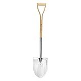 Berry&Bird Shovels for Digging, 43’’ Round Spade Heavy Duty Shovel with Wooden D Handle Stainless Steel Snow Shovel Garden Shovel Yard for Transplanting & Outdoor