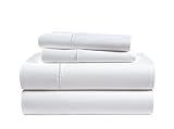 100% Egyptian Cotton Sheets King Size - Naturally Cooling & Breathable 4 Piece Silky Sateen Weave King Size Sheets Set, Ultra-Soft & Durable Hotel Luxury Sheets with 15" Snug Fit Deep Pockets - White