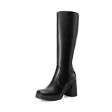 DREAM PAIRS Women's Knee High Platform Heel Boots,Size 7.5,Black