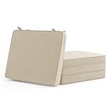 Outdoor Chair Cushions Set of 4: Waterproof & Fade Resistant Seat Cushion for Patio Furniture - 18.5 x 16 x 2 Inch Chair Pads with Ties and Hidden Zipper - Patio Chair Cushion Replacement, Beige