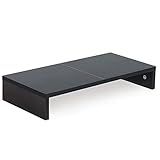 TEAMIX 20 Inch Monitor Stand Riser, Black Desktop Stand for PC/TV/Laptop/Printer, Wood Monitor Riser with Storage, Computer Stand Keyboard Organizer