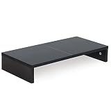 TEAMIX 20 Inch Monitor Stand Riser, Black Desktop Stand for PC/TV/Laptop/Printer, Wood Monitor Riser with Storage, Computer Stand Keyboard Organizer
