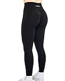 AUROLA Workout Leggings for Women Seamless Scrunch Tights Tummy Control Gym Fitness Girl Sport Active Yoga Pants-25'' (M, Black)
