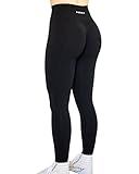 AUROLA Workout Leggings for Women Seamless Scrunch Tights Tummy Control Gym Fitness Girl Sport Active Yoga Pants-25'' (M, Black)