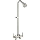 Aolemi Outdoor Shower Fixtures Kit Faucet System 3 Inch Center with Showerhead 2 Handle Exposed Shower with Brass Mix Valve Brushed Nickel