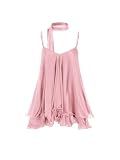 CIDER Women Sequin V Neck Halter Mini Dress with Scarf: Pink, M