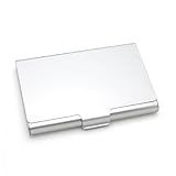 Qlptzwd Custom Aluminum Business Card Holder Case, Customized Business Card Case Design Your Logo Name Large Capacity Protective Business Card Wallet Meaningful Gift for Office Worker Elite, Silvery