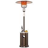 DIAMONDFORGE 50,000 BTU Patio Heater - Propane Patio Heater with Double-Layer Stainless Steel Burner, Round Table Design Space Heater, Outdoor Heaters with Wheels Used for Garden and Patio, Brown