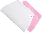 Bamutu 2-Pack Dough Scraper Set,Plastic Pastry Scraper and Dough Cutter Tool for Pizza, Dessert, Cake Baking, and Bread Making Dishwasher Safe (White & Pink)