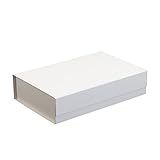 CECOBOX - 1PC Gift Box with Lid for Presents 11.4"x7.5"x2" - Matte, Collapsible Magnetic Closure Gift Box - Groomsmen & Bridesmaid Proposal Boxes, Wedding, PR, Birthdays, Holidays (White)