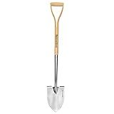 Berry&Bird Round Point Gardening Shovel with Wood D-Handle, 40.98" Stainless Steel Beach & Snow Shovel